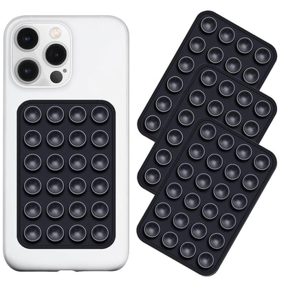 Anteel Silicone Suction Phone Case Mount 3 Pack, Silicon Adhesive Suction Cup Phone Mount, Non Slip Sticky Phone Grip for Cellphone, Strong Grip Holder for Selfies and Videos (Black)