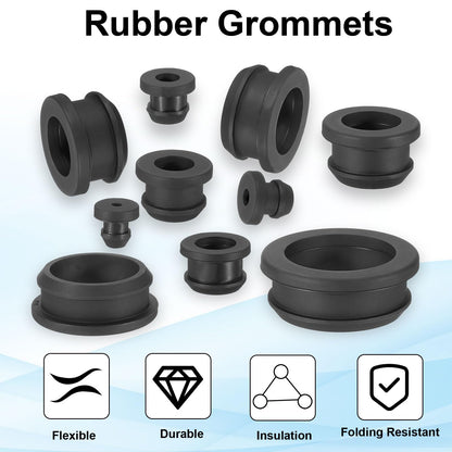 PATIKIL 30mm / 1-3/16 Inch Drill Hole,1 Inch ID Rubber Grommets, 3Pcs Top Hat Grommet for Wiring Eyelet Ring Gasket Automotive Firewall Cable Hole Plugs Wires Protection, Black