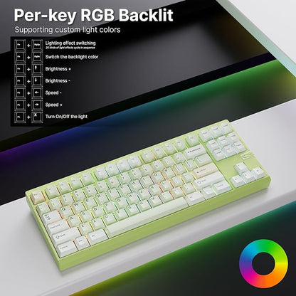 Chilkey ND TKL Aluminum Mechanical Keyboard, 87 Keys Tenkeyless Wireless Gaming Keyboard, Tri-Mode BT5.3/2.4GHz/USB-C PBT Keycaps Hot Swappable Custom Key Board for Windows Laptop Office PC