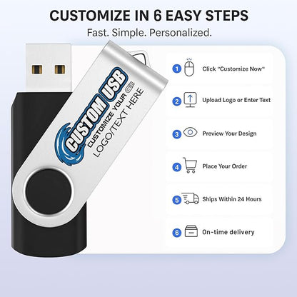 ABLAZE Custom Flash Drive 32GB 10 Pack, Personalized USB Logo Flash Drives USB 2.0 Thumb Drives with Logo Memory Stick (Mixcolors)