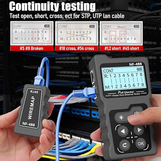 NOYAFA NF-488 RJ45 Network Cable Tester POE Ethernet Power Detector Tool