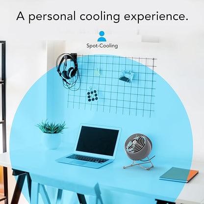 Vornado VFAN™ Mini Modern Vintage Fan, Retro Metal Air Circulator, Fan for Desk & Bedside, 2 Speeds, Adjustable Tilt, Personal Cooling with Targeted Airflow, Quiet Fan, Storm Gray