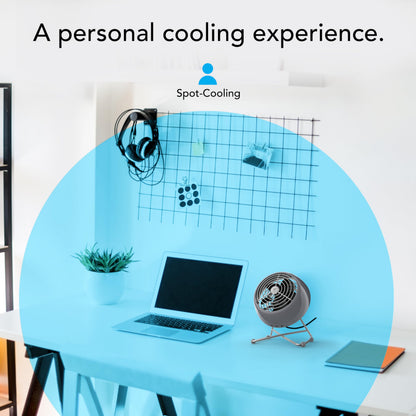 Vornado VFAN™ Mini Modern Personal Desk Fan with 2-Speed Control, Adjustable Tilt, Quiet Metal Air Circulator for Office, Bedroom, Dorm, Compact Desktop Cooling Device, Storm Gray