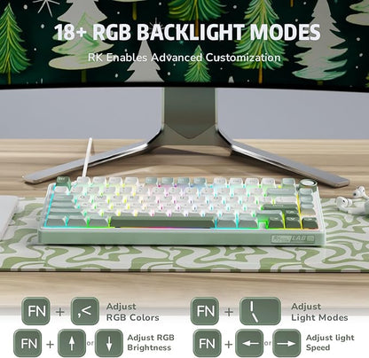 RK ROYAL KLUDGE R75 Mechanical Keyboard Wired with Volume Knob, 75% Keyboard Gasket Mounted, Hot Swappable, Creamy Sound, MDA Profile, PBT Keycaps
