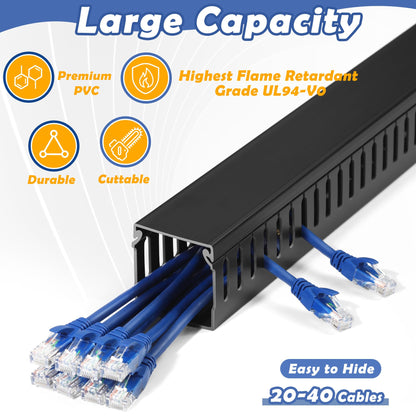 2" H x 2" W Cable Raceway, 99in Under Desk Wire Management Channel, Black