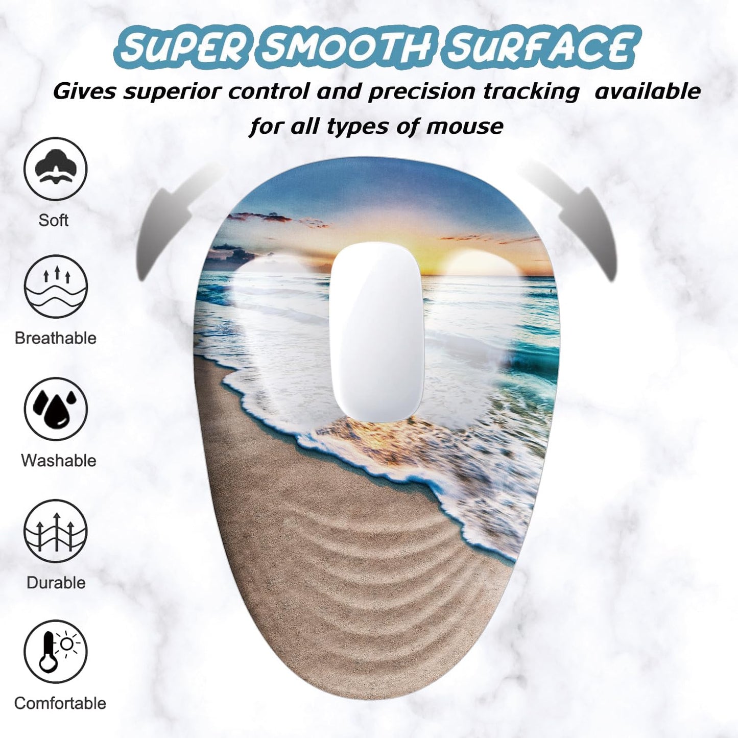 Armanza Sunset Mouse Pad, Ergonomic Mouse Pad with Wrist Rest Support, Non-Slip PU Base Desktop Mousepad for Pain Relief, Computer, Office & Home, Beach