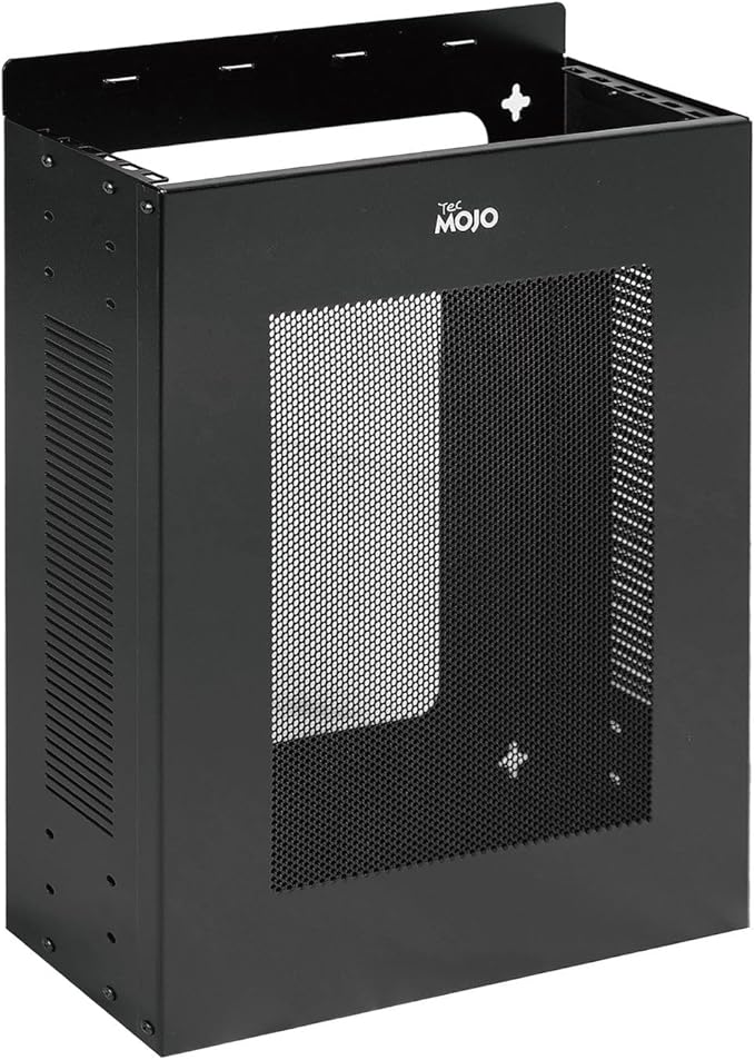 Tecmojo 2U Vertical/Horizontal Wall Mountable Server Rack, with Vented Enclosure for 19" IT Equipment, Cable Modems, Telecom, A/V, Black