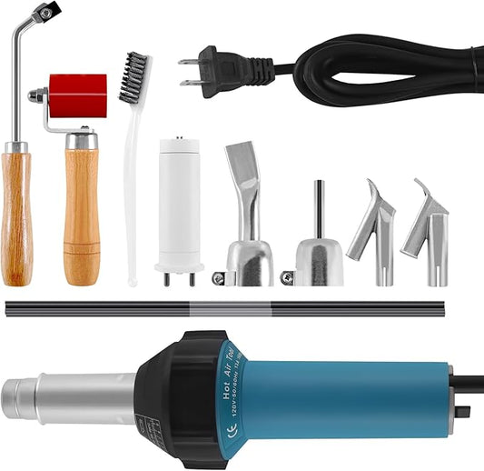 Iglobalbuy 1600W Hot Air Plastic Welder, 110V Plastic Welding Roofing Kit Vinyl PVC TPO Welding Handheld Plastic Hot Air Heat Gun Welding Torch w/Various Nozzles