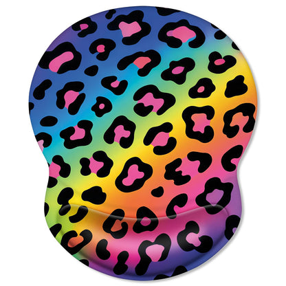 ITNRSIIET Ergonomic Mouse Pad with Comfort Gel Wrist Rest, Non-Slip PU Base, Smooth Textured Surface, Reduces Hand Fatigue & Wrist Pain, 8.7 x 7.2 Inch for Office Gaming Home, RainbowLeopard