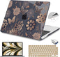 Teryeefi for MacBook Air M2 M3 M4 13.6 Case 2022 2023 2024 2025 Release A2681 A3113 A3240, Clear Hard Shell with Keyboard Cover & USB 3.0 Adapter & Screen Protector, Gold Floral Butterfly