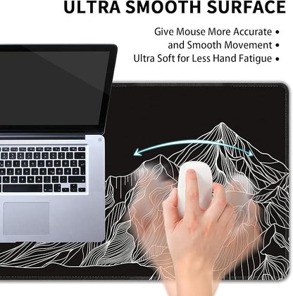 Black and White Mountain Large Mouse Pad,Gaming Keyboard Desk Pad,Extended Mouse Mat Non-Slip Rubber Base with Stitched Edges for Office Game Home XL 31.5"x11.8"