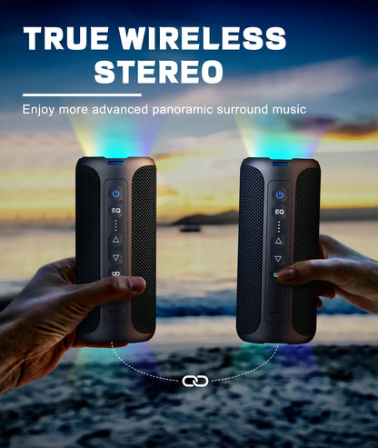 Ortizan Portable Bluetooth Speaker (2nd Gen), 40W powerful sound and deep bass, IPX7 waterproof, 30 hours of playtime, TWS for 2 speakers pairing for home, outdoor and travel - Electronics gift, Black