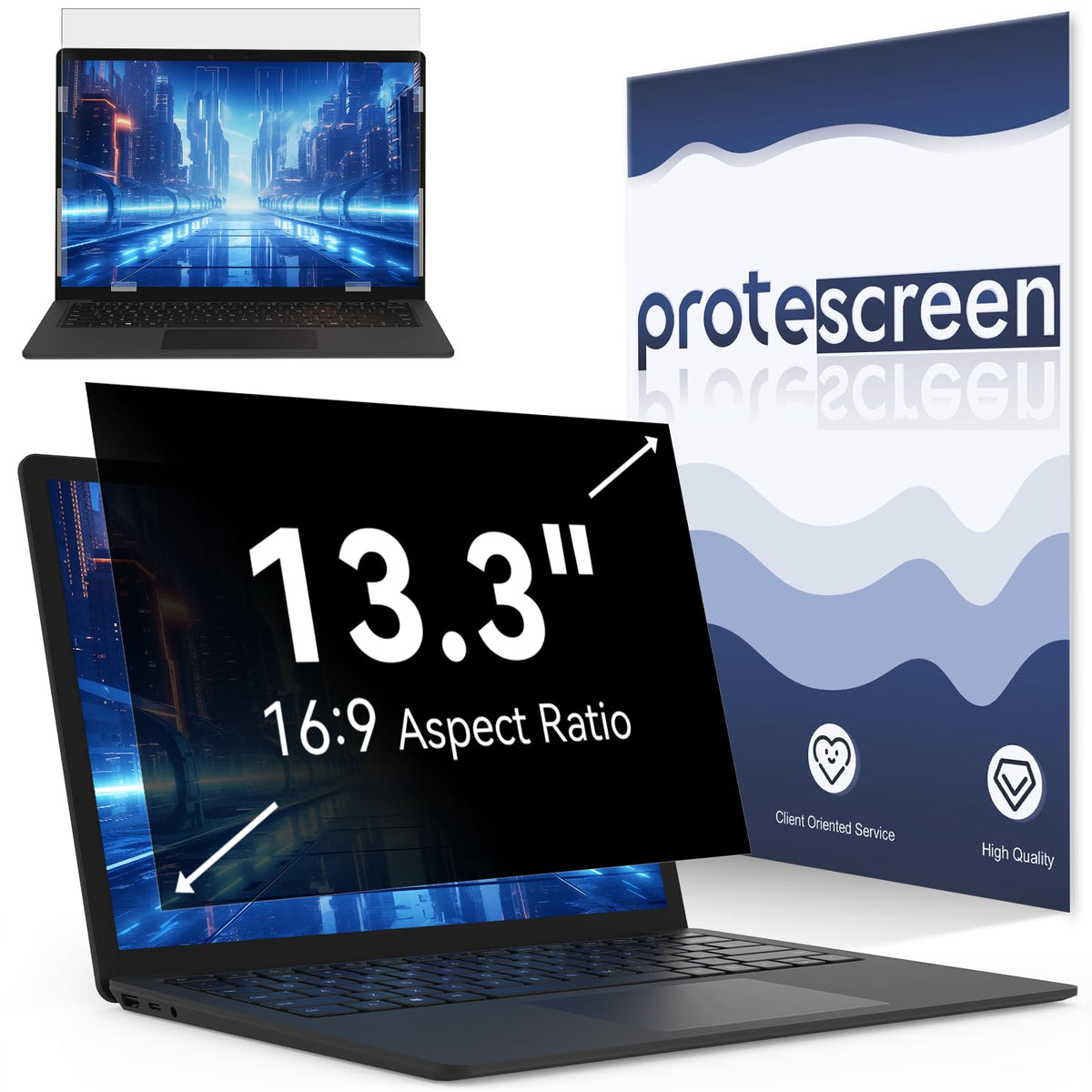 13.3 Inch Laptop Privacy Screen Compatible with Lenovo Hp Dell Acer Asus Thinkpad Envy Xps, 16:10 Aspect Removable Anti Glare Blue Light Filter Protector,13 in Computer Monitor Privacy Shield