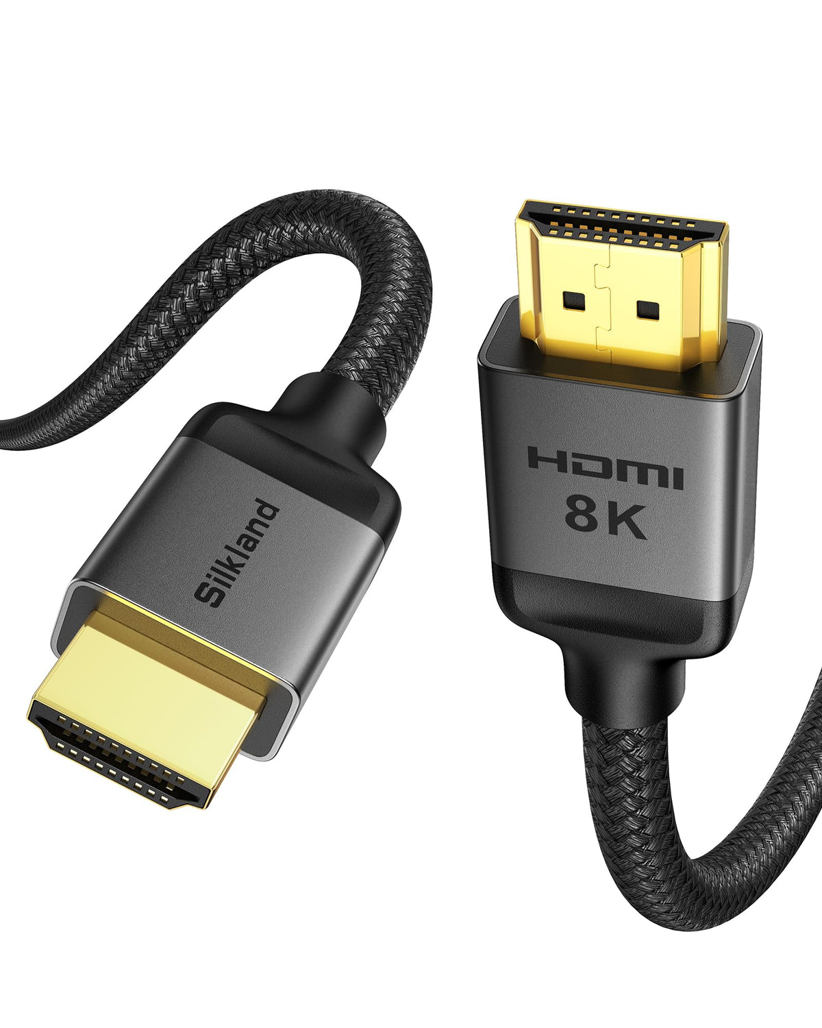 Silkland Certified HDMI 2.1 Cable 2-Pack 6.6FT, 48Gbps 10K HDR Braided Cord