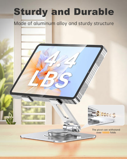 Gorablix Aluminum Tablet Stand, 360° Rotating iPad Holder Fits 4-13"
