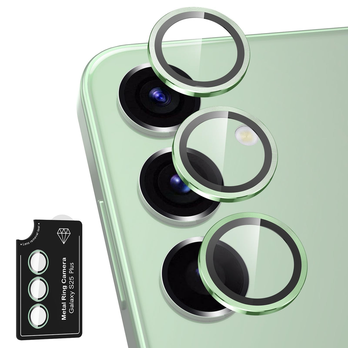 Avocase for Samsung Galaxy A36/A56 Camera Lens Protector, Individual Metal Ring Tempered Glass Lens Cover, [Strong Adsorption] Scratch Resistant Ultra-Thin HD Clear Lens Cover, 1 Set-Black