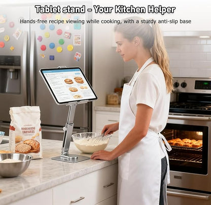 Tablet Stand, Height Adjustable with 360 Rotating Base - Desk Stand Holder, Rotating Display Stand for All 5.8-12.9” iPad Samsung Phone Tablet Kindle E-Reader and More