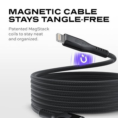Statik MagStack USB A to Lightning Cable MFi Certified, Clutter-Free Magnetic Charging Cable, Anti-Tangle Phone Charger Cord, 12W, Compatible with iPhone 14 Pro Max, 13 12 11, 6FT/2M