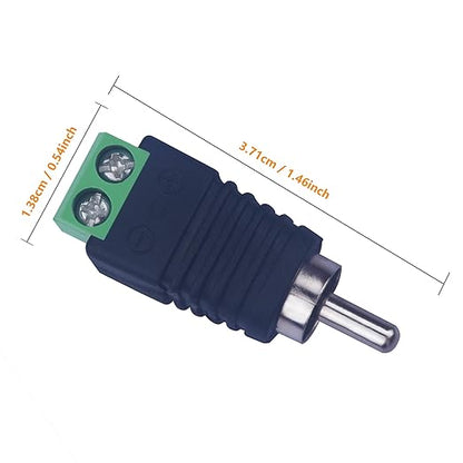 RCA Plugs for Speaker Wire, RCA to AV Screw Terminal Connector, Phono RCA Male Plug Solderless Converter Audio/Video Speaker Wire Connectors Solderless Adapter(12 Pack)