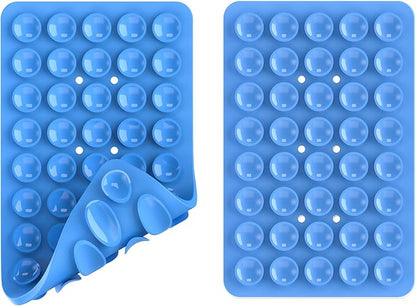 2PACK Silicone Double Sided Suction Phone Case Mount, Detachable Hands Free & Strong Grip Holder for Selfies & Videos, Compatible iPhone Android (Blue, 2Pack 40 Suction Cups)