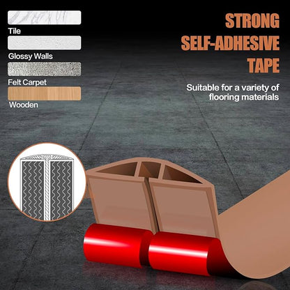 Floor Cord Cover Self Adhesive Cord Hider,3.3FT Cable Management, Extension Strip Protector for Wires, Prevent Cable Trips for Offices, Gyms, Exhibitions Cavity:0.51"(W) x 0.3"(H) Brown