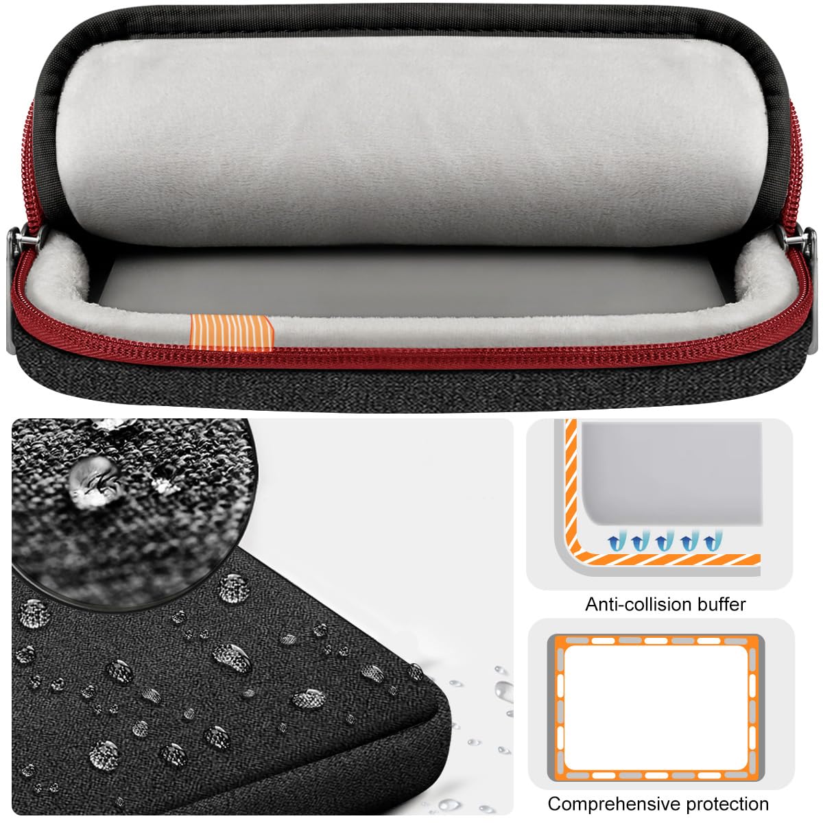 Hseok Laptop Case 15 15.6 16 inch Sleeve with Handle and Hidden Straps,Compatible with MacBook Neo 16",MacBook Pro Air 16" 15", 360°Protective PC Briefcase with 4 Pockets for Accessories,Red