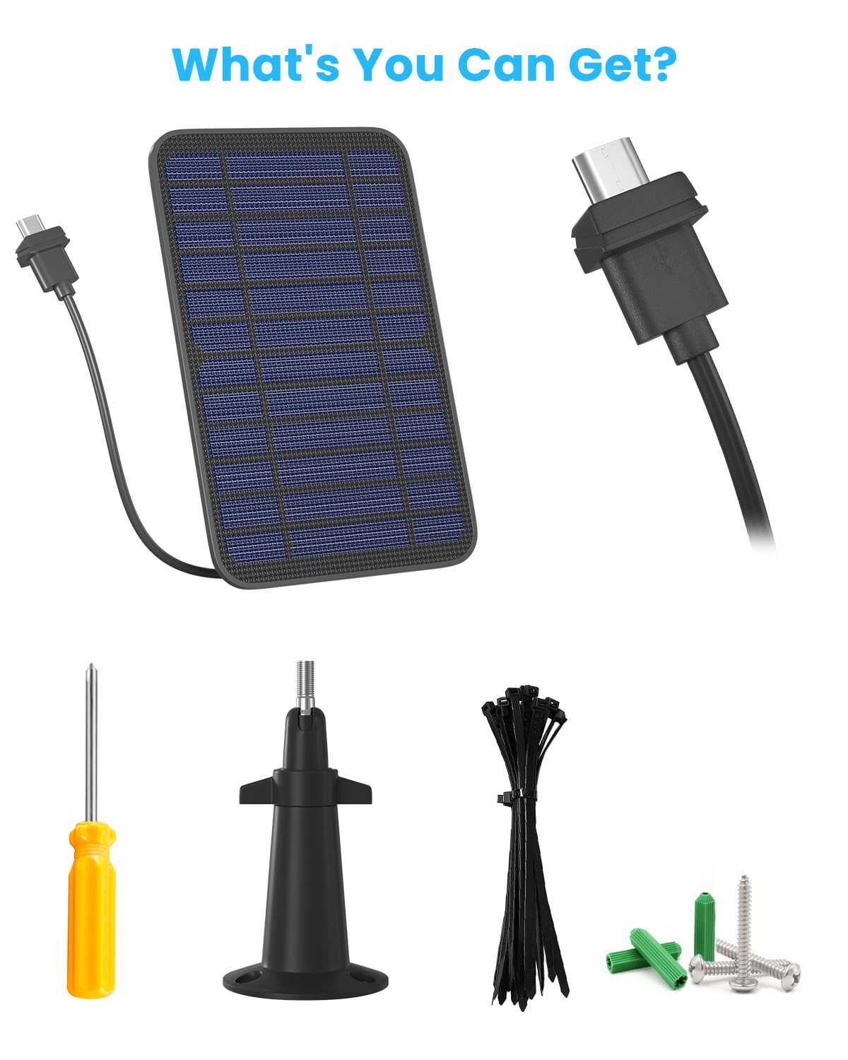 5W Solar Panel Charger Compatible with Blink Outdoor/Outdoor(3rd Gen)/XT XT2 Camera, Solar Panel for Blink Camera, 13.1ft Charging Cable & Rubber Plug, IP65 Weatherproof with Secure Wall Mount, 3 Pack