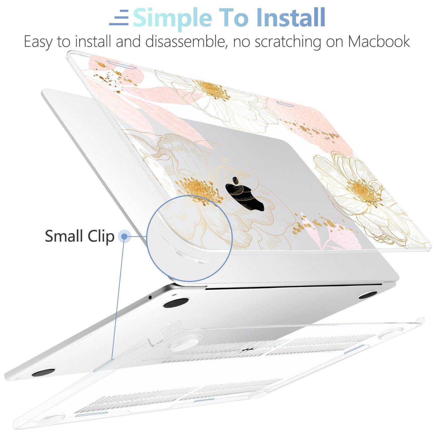 MEEgoodo Case for M5/M4/M3/M2 MacBook Air 13 inch 2026 2025 2024 2022, Fit Model A3449/A3240/A3113/A2681, Case Compatible with MacBook Air 13.6-inch, Tropical Pink Flowers