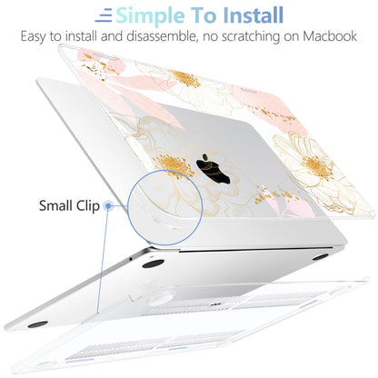 MEEgoodo Case for M5/M4/M3/M2 MacBook Air 13 inch 2026 2025 2024 2022, Fit Model A3449/A3240/A3113/A2681, Case Compatible with MacBook Air 13.6-inch, Tropical Pink Flowers