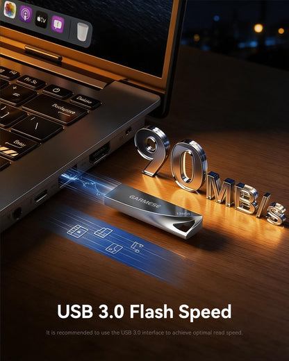 GARMESE Metal USB Flash Drive with Keychain Portable Memory Stick 128GB 1 Pack