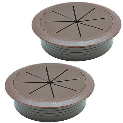 Desk Grommet 3-1/8" (80 mm), Desk Hole Cover for Cables Coffee, Cable Grommet ABS Plastic, Desk Hole Grommet for Office and Home Table Cable, Detachable & Flexible Cable Cord Organizer-2 Pcs