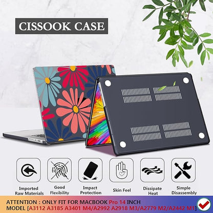 CISSOOK Compatible with MacBook Pro 14 inch 2025 2024-2021 Release M4 M3 M2 M1 Chip A3112 A3185 A3401 A2918 A2992 A2779 A2442l, Hard Shell Case with Keyboard Cover&Screen Protector, Daisy Flowers