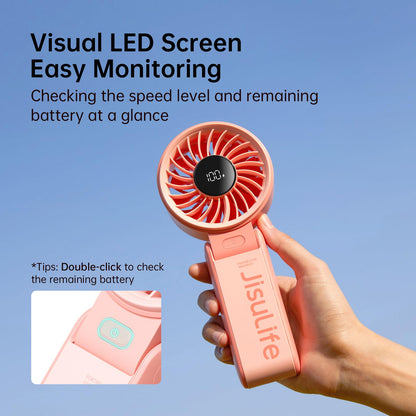 JISULIFE Portable Handheld Fan Life7: 3-in-1 Hand, Desk & Neck Fan-Pink
