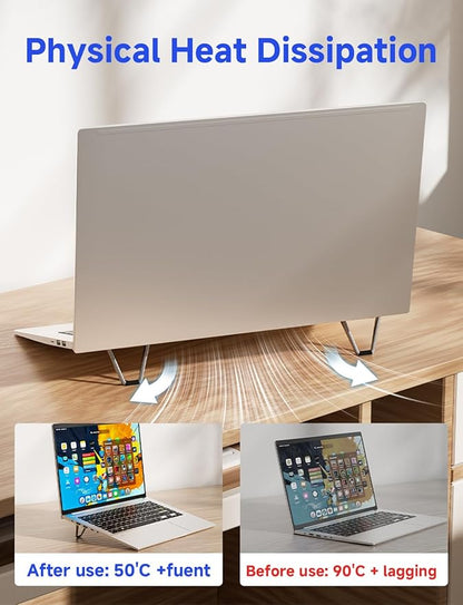 Portable Laptop Stand, Mini Aluminum Keyboard Riser,Foldable Cooling Pad,Ergonomic Adjustable Laptop Stand Holder for 11.6-17 Inch Laptops for MacB00k Air/Pro,Silver