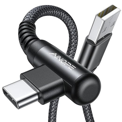 AINOPE 2-Pack Type C Charging Cable 3.1A Fast Charge, Right Angle [6.6ft+6.6ft] USB C Cable, Durable Nylon Braided Type C Charging Cable Fast Charge Compatible Galaxy S10 S9 S21, LG V30,V20,G6