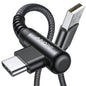 AINOPE Type C Charging Cable Fast Charge 3.1A Right Angle USB C Charger Cable, Resistant Nylon Braided USB C Cord -10ft/3m Black