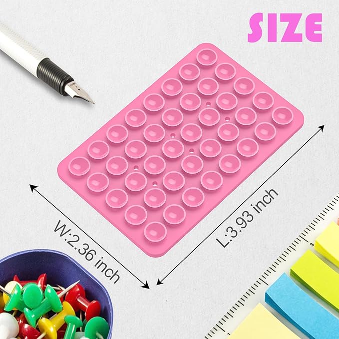 Silicone Double Sided Suction Phone Case Mount, Detachable Hands Free & Strong Grip Holder for Selfies & Videos, Compatible iPhone Android (Pink, 1Pack)