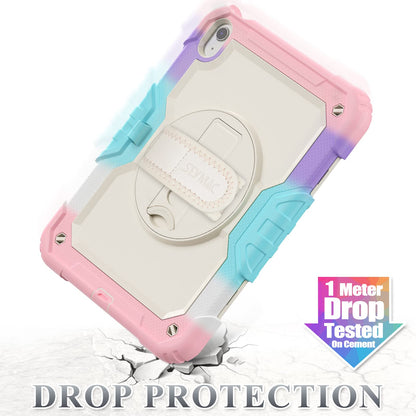 SEYMAC stock Case for iPad (A16) 11th/10th Generation 11''/10.9'' 2025/2022, Full-Body Drop Protection Case with Screen Protector &360° Rotate Hand Strap/Stand, Yellowish+Pink