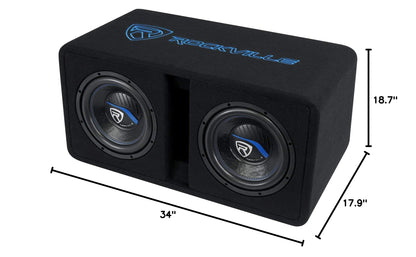 Rockville DV10K52 Dual 10" K5 Car Subwoofers Vented Enclosure Box 2 Ohm