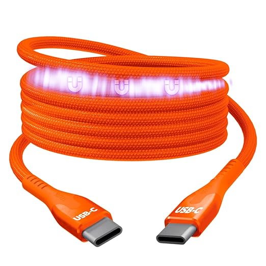 Statik MagStack Pro USB C to USB C Cable, Magnetic Type C Charger Fast Charging Cord, On The Go Magnetic Charging Cable for Car, Compatible with iPhone, iPad & Android, Orange 100W 3FT