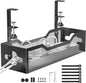 Under Desk Cable Management Tray No Drill, Metal Mesh Cable Management Under Desk with Clamp Mount, 2 Hole Cable Tray with Wire Management and Cord Organizer for Home Office Standing Desk