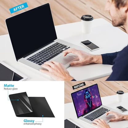Magnetic Laptop Privacy Screen Filter 13.3 inch for 16:9 Widescreen Computer Monitor, Removable Anti Blue Light Privacy Shield, Anti-Glare Protector
