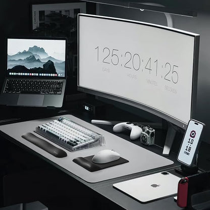 UnivoColors Design-Wave Set of Keyboad Wrist Rest & Mouce Pad,Artificial Sheepskin+Memory Foam+Ergonomic+Anti-Slip Gel, Resilience Support During Work and Gaming,Keyboard Accessory,Grey