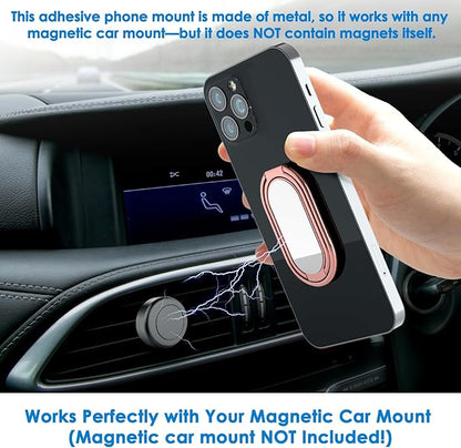 Phone Ring Holder Finger Kickstand, 360° Rotation Metal Phone Grip for Magnetic Car Mount Foldable Cell Phone Stand Compatible with Most Smartphones