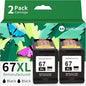 67XL Black Ink Cartridge Combo Pack Replacement for HP Ink 67 67xl hp Printer Ink for DeskJet 2700e 2700 2755e 2755 2734e Envy 6055e 6400 6000 Envy Pro 6452 6458 Printer (2 Pack)