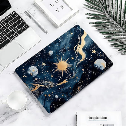 Compatible with MacBook Air 13.3 13.6 Inch Case 2022 2021 2020 2019 Plastic Hard Shell Case Cover,13.3 Air (A1932/A2179/A2337), Moon and Sun