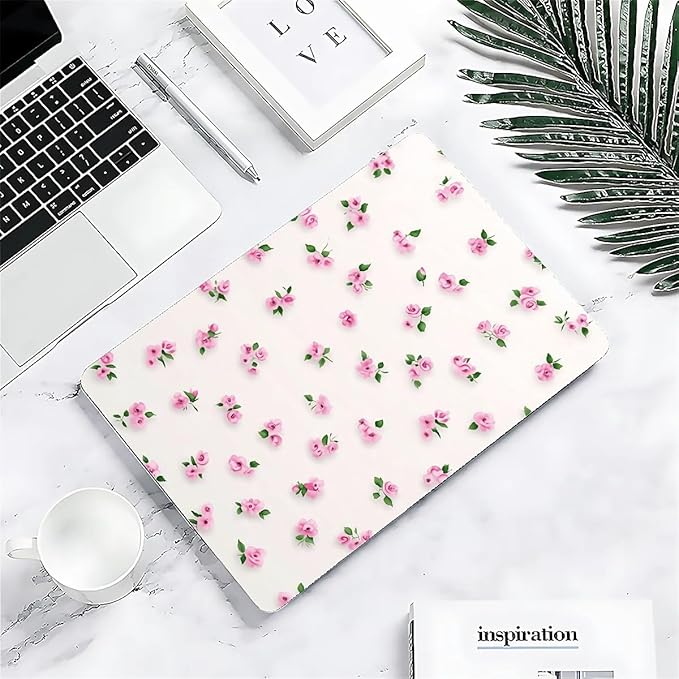 Compatible with MacBook Air 13.3 13.6 Inch Case 2022 2021 2020 2019 Plastic Hard Shell Case Cover,13.3 Air (A1932/A2179/A2337), Pink Rose