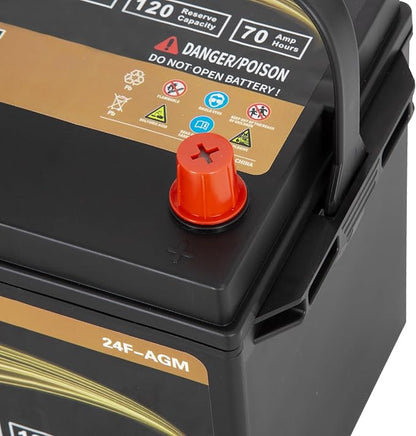 Weize Platinum AGM Battery BCI Group 24F Automotive Battery, 120RC, 710CCA, 36 Months Warranty, Dimensions 10.75" L x 6.81" W x 8.98" H