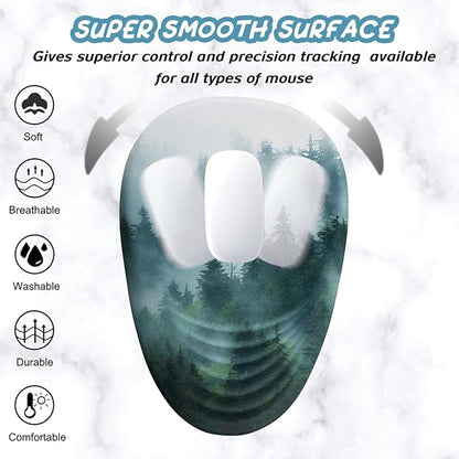 Ergonomic Mouse Pad with Wrist Support, Desktop Mouse Pad Wrist Rest Design and Non-Slip PU Base, Computer Mousepads for Pain Relief, Office & Home, Fog Forest