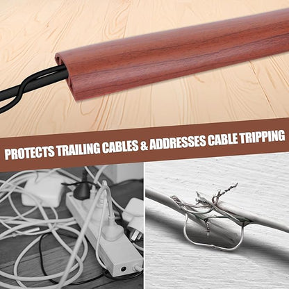 Floor Cord Cover Cavity 0.8"x0.37" Self Adhesive Cord Hider, 3.3FT Low Profile Cable Management, Extension Strip Protector for Wires, Prevent Cable Trips for Offices, Gyms, Exhibitions (Red Teak)
